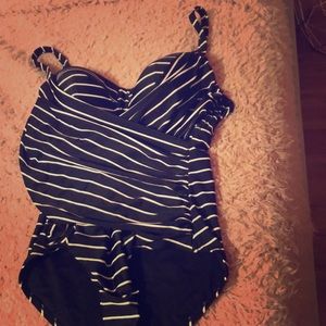 Plus size wrap one piece swimsuit